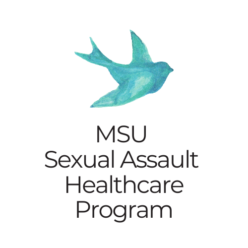 Teal Bird with words MSU Sexual Assault Healthcare Program